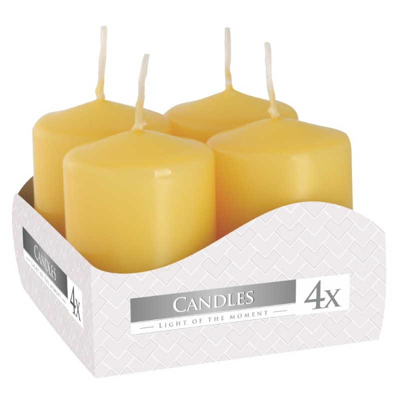 Set 3 x 4 Lumanari Stalp Bispol, 40 x 60 mm, Galben