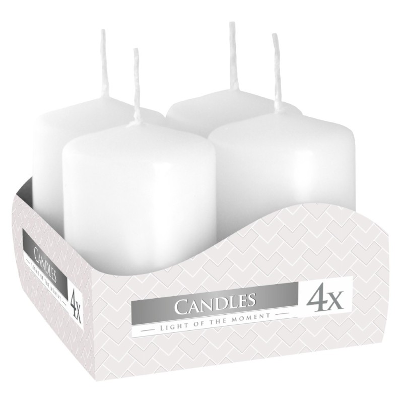 Set 3 x 4 Lumanari Stalp Bispol Alb 40 x 60 mm