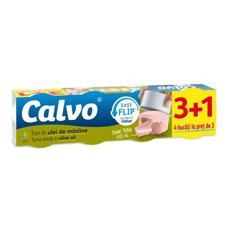 Set 3 x 4 Ton in Ulei de Masline Easy Flip Calvo, 65 g