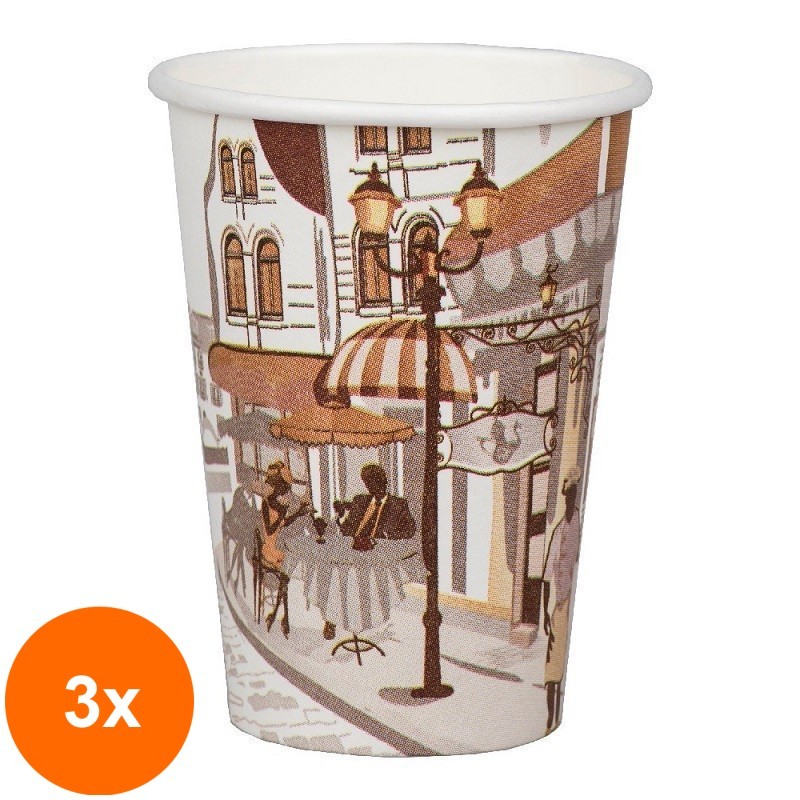 Set 3 x 50 Pahare Carton Mert Orase 7Oz