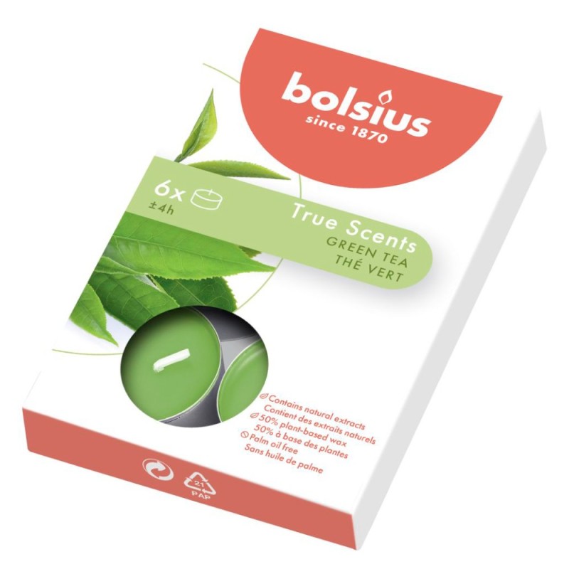 Set 3 x 6 Lumanari Pastila 4h Bolsius - Ceai Verde