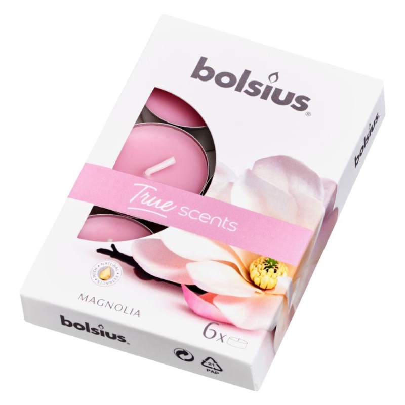 Set 3 x 6 Lumanari Pastila 4h Bolsius - Magnolie