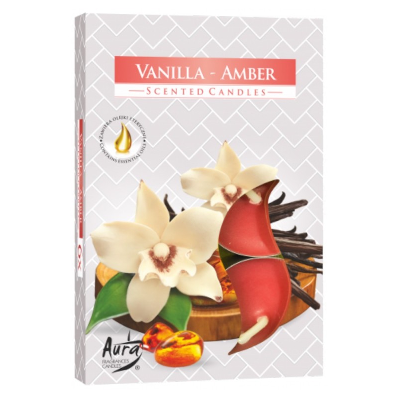 Set 3 x 6 Lumanari Pastila, Vanilie si Amber Chihlimbar, 4 Ore