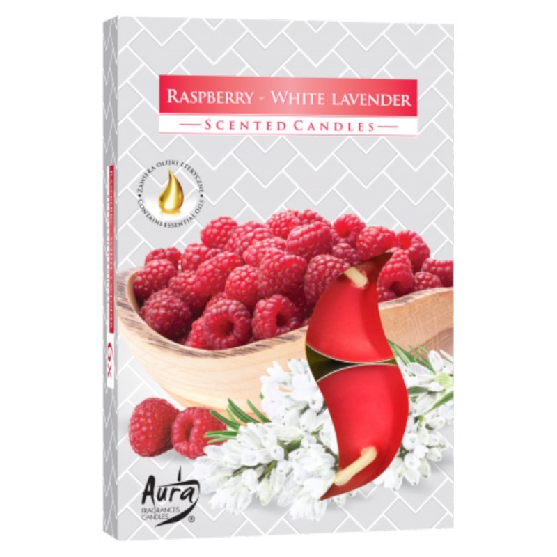 Set 3 x 6 Lumanari Pastila, Zmeura si Lavanda Alba, 4 Ore