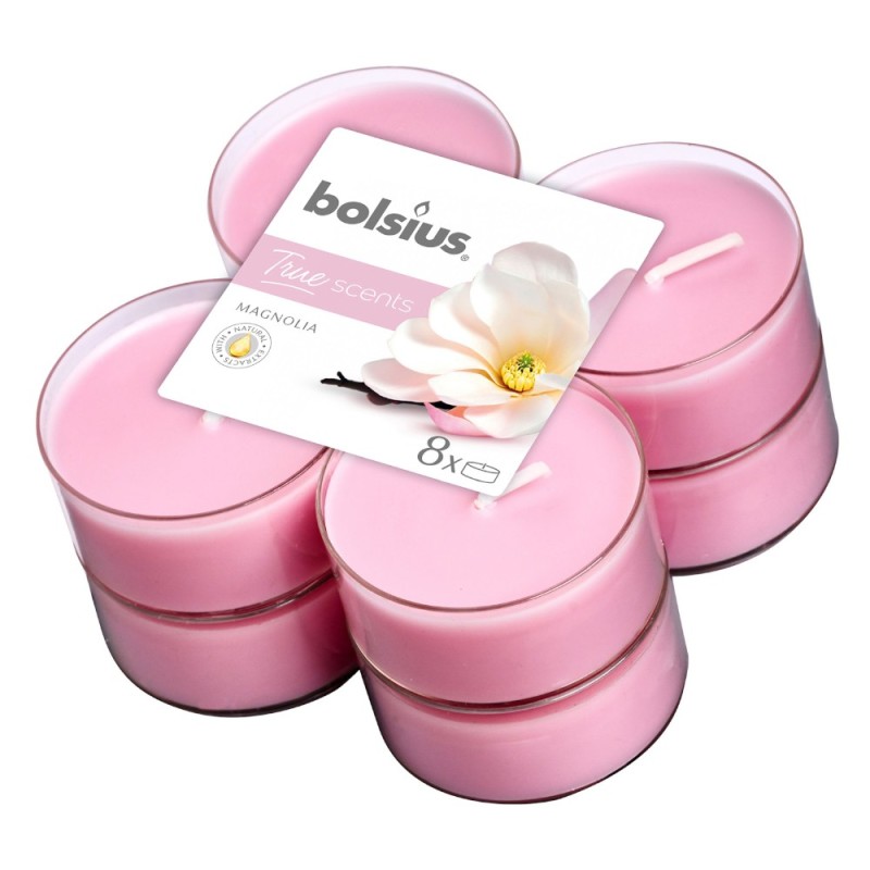 Set 3 x 8 Lumanari Pastila 8h, Bolsius - Magnolie