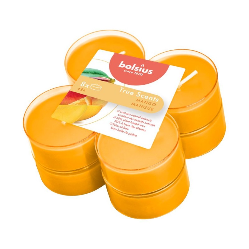 Set 3 x 8 Lumanari Pastila 8h, Bolsius - Mango