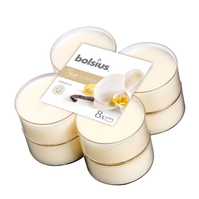 Set 3 x 8 Lumanari Pastila 8h, Bolsius - Vanilie