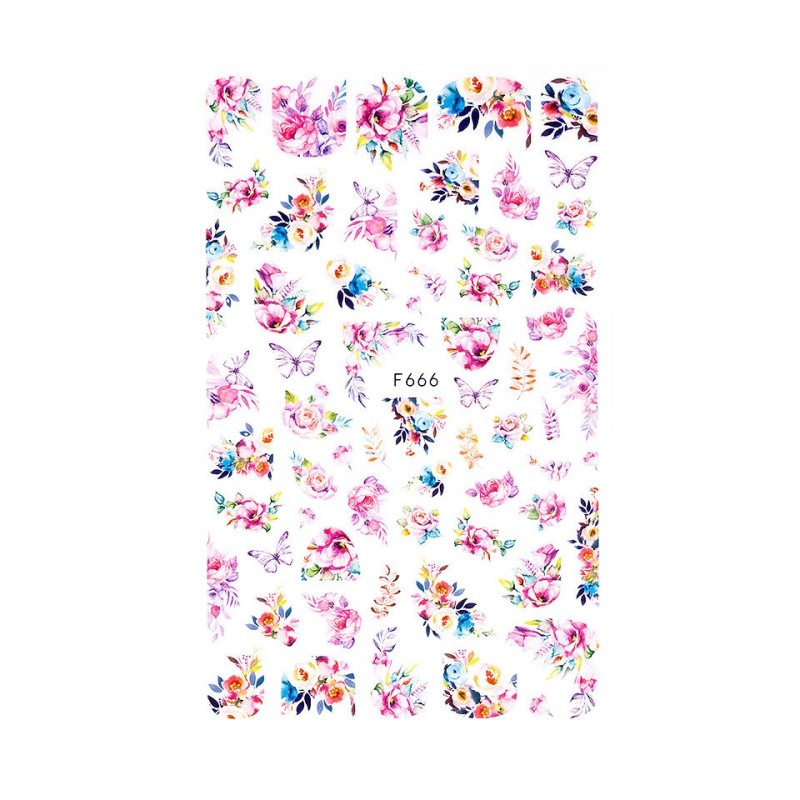 Set 3 x Abtibild Unghii SensoPRO Milano, Flower Vibes F666