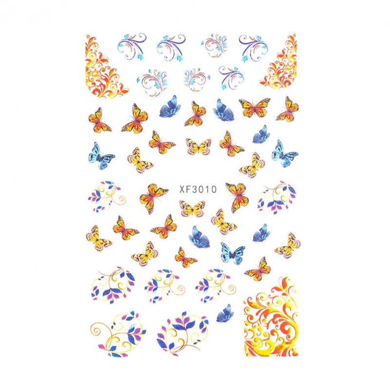 Set 3 x Abtibilduri Unghii SensoPRO Milano Butterfly Essence, Model Xf3010