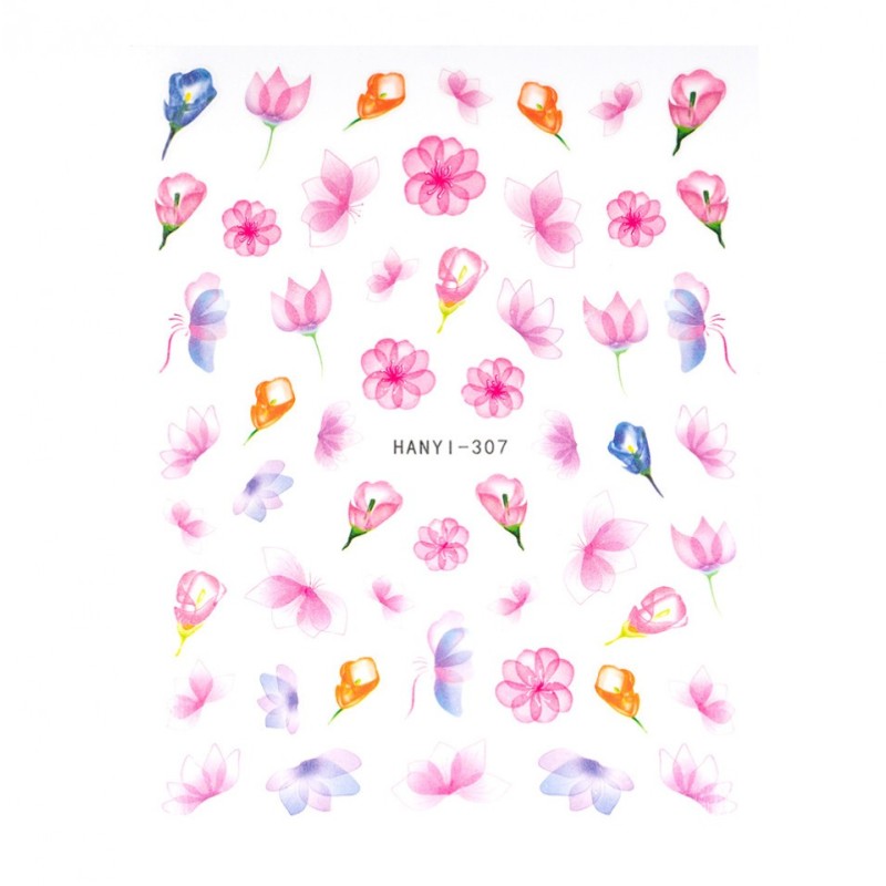 Set 3 x Abtibilduri Unghii SensoPRO Milano Flowers Grace, Model Hanyi 307