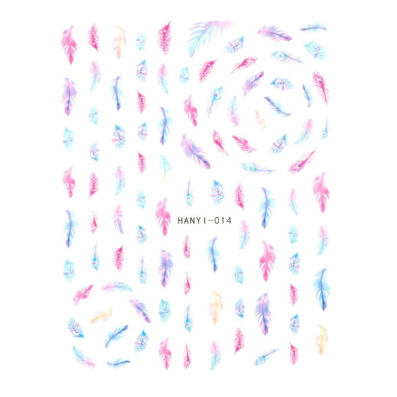 Set 3 x Abtibilduri Unghii SensoPRO Milano Rainbow Feathers, Model 014