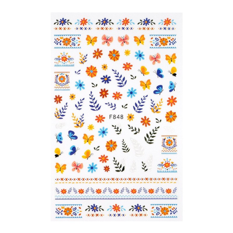 Set 3 x Abtibilduri Unghii SensoPRO Milano Wanted Flowers, Model F848