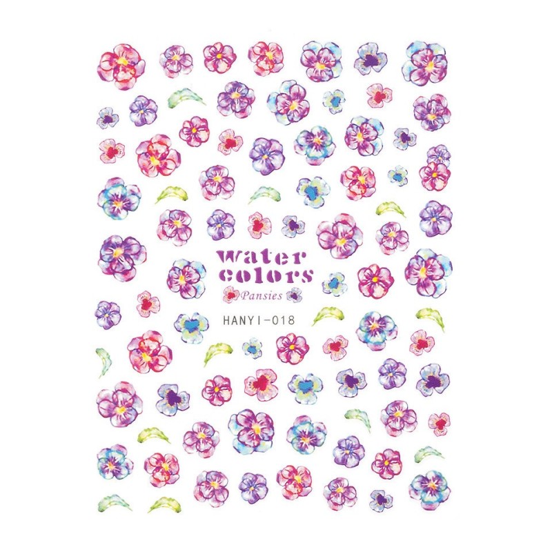 Set 3 x Abtibilduri Unghii SensoPRO Milano Water Flowers, Model Hanyi 018