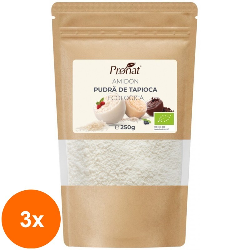 Set 3 x Amidon Pudra de Tapioca BIO, 250 g, Pronat