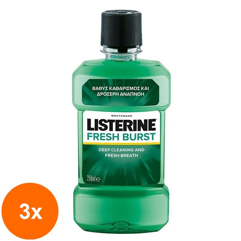 Set 3 x Apa de Gura Listerine Fresh Burst, 250 ml