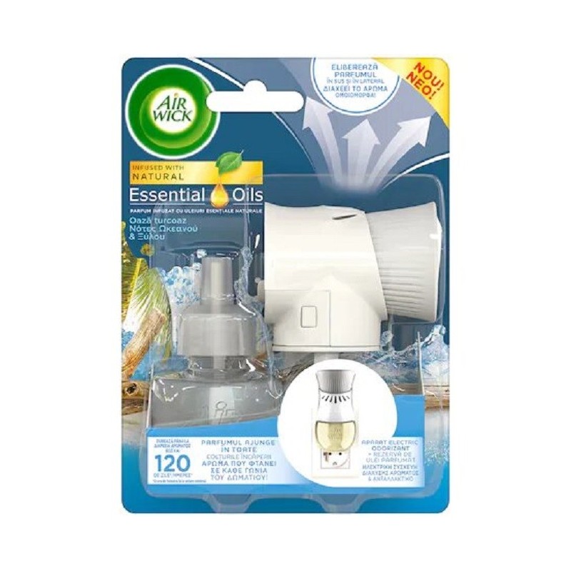 Set 3 x Aparat Odorizant de Camera Electric Air Turquoise Oasis 19 ml