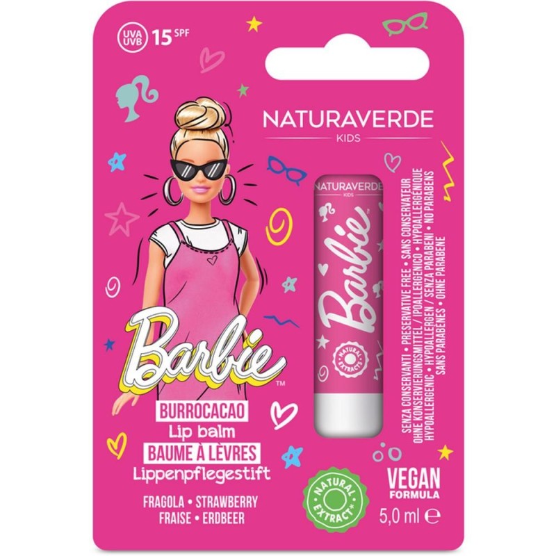 Set 3 x Balsam de Buze Naturaverde Barbie, Capsuni, 5 ml