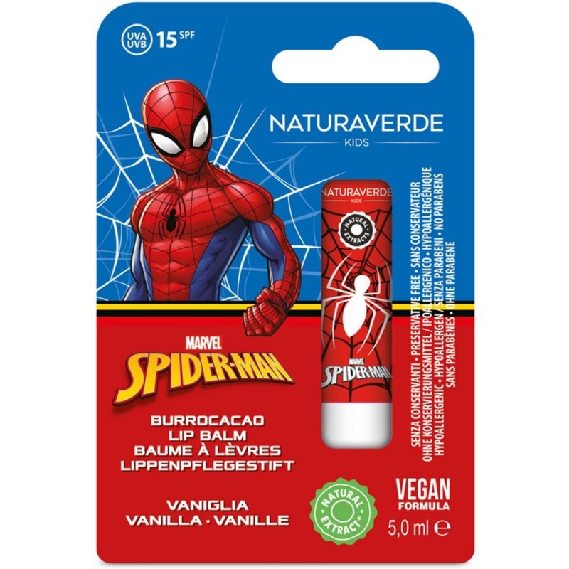 Set 3 x Balsam de Buze Naturaverde Spiderman, SPF15, Vanilie, 5 ml