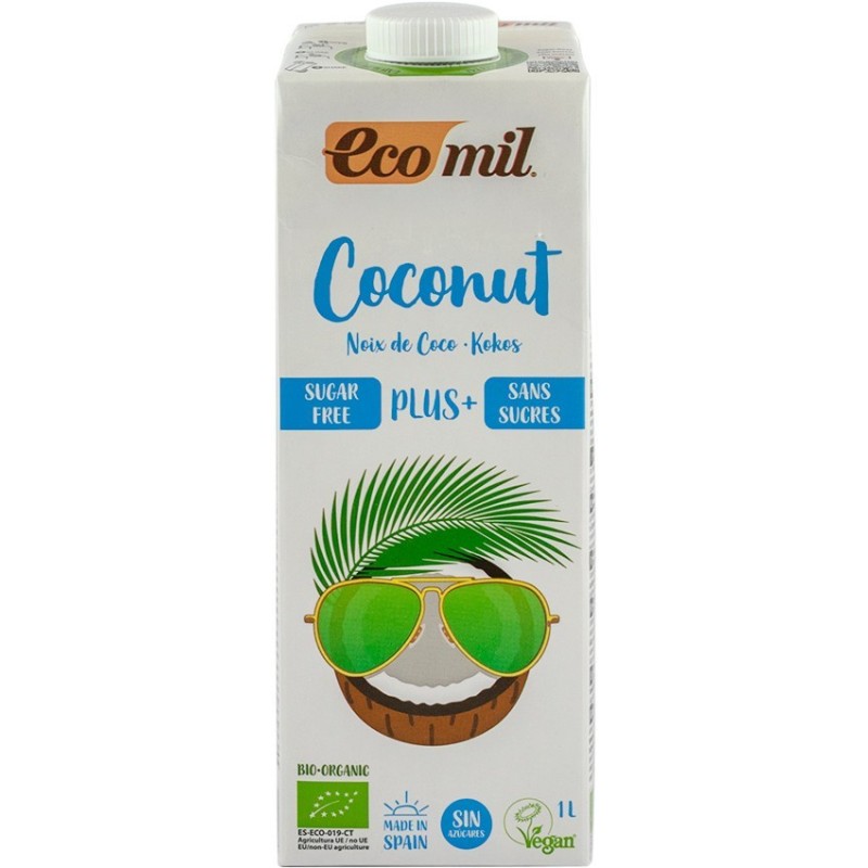 Set 3 x Bautura BIO de Cocos cu Calciu, fara Zahar, 1 l, Ecomil