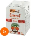 Set 3 x Bautura Vegetala BIO de Cocos, 500 ml, Ecomil