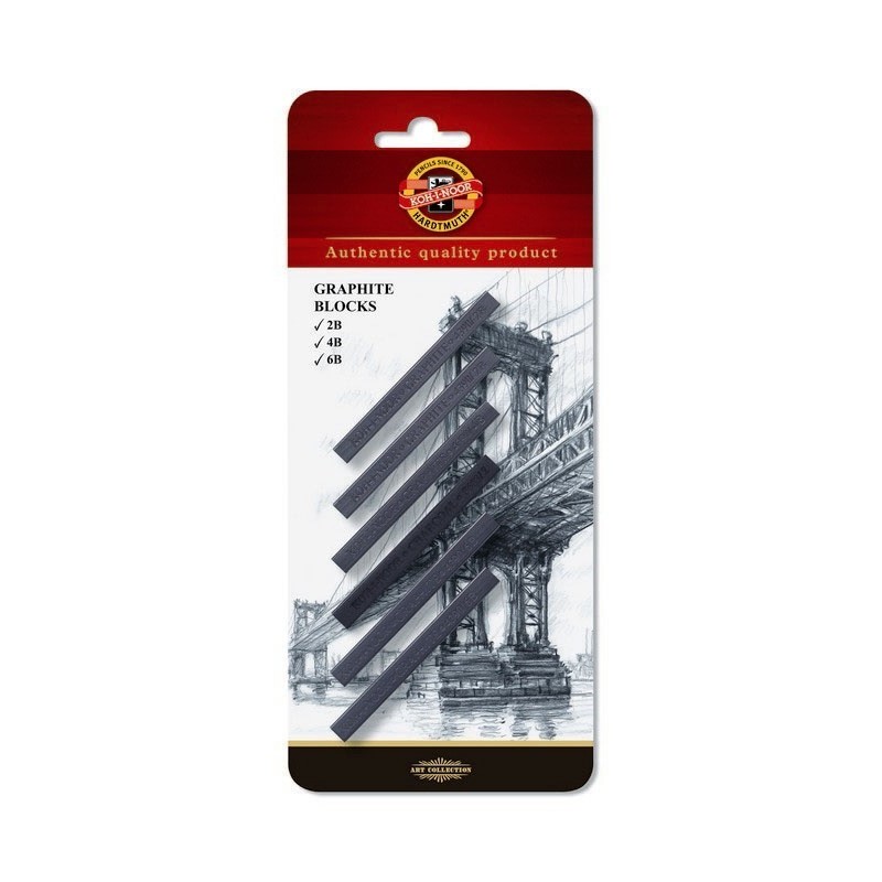 Set 3 x Bloc Grafit, 4 x 4 x 70 mm, 2B, 4B, 6B
