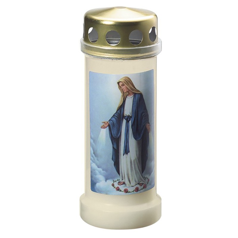 Set 3 x Candela Bolsius Nr. 6 cu Capac Maica Domnului - Alb