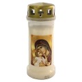 Set 3 x Candela Bolsius Nr. 6 cu Capac Maica Domnului Bizantin - Alb