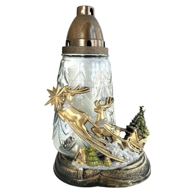 Set 3 x Candela Craciun cu Sania Mosului, Alb