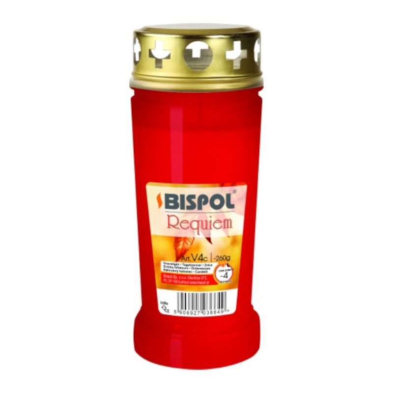 Set 3 x Candela cu Capac V4 Rosu, 96 Ore