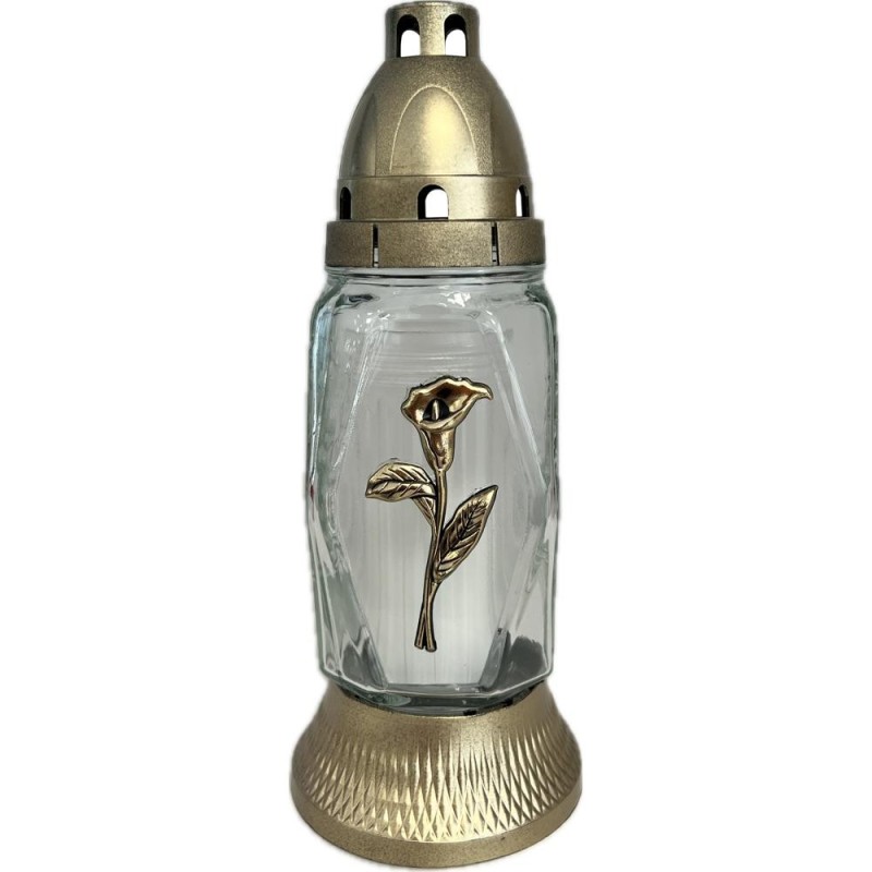 Set 3 x Candela din Sticla cu Cala, Aurie