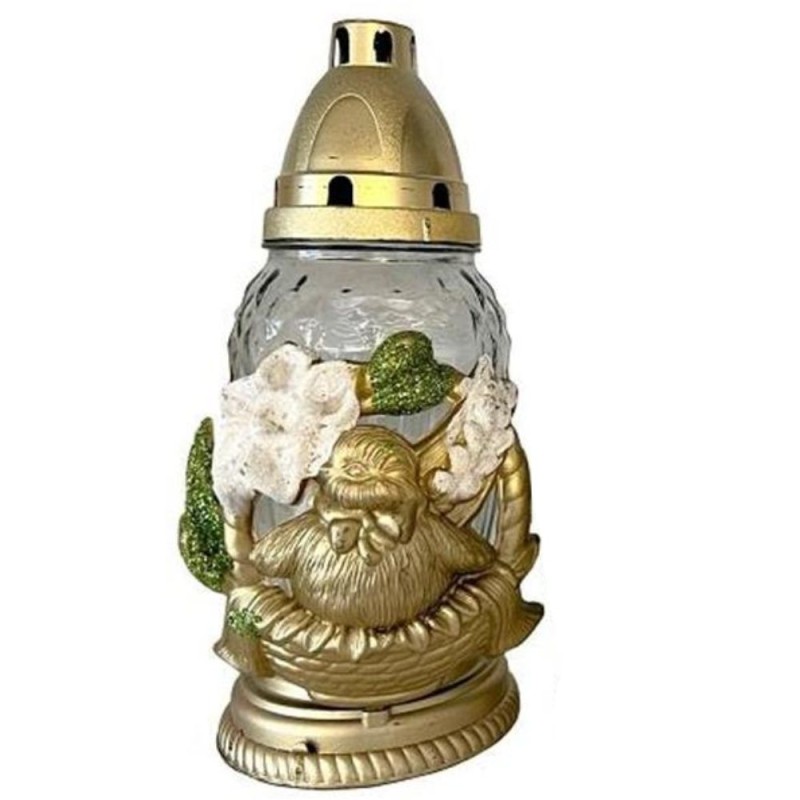 Set 3 x Candela din Sticla, cu Decoratiuni de Pasti, Iepure, Pui si Miel