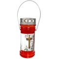 Set 3 x Candela Felinar din Plastic cu Capac si Maner, Timp Ardere 54 Ore, Rosie