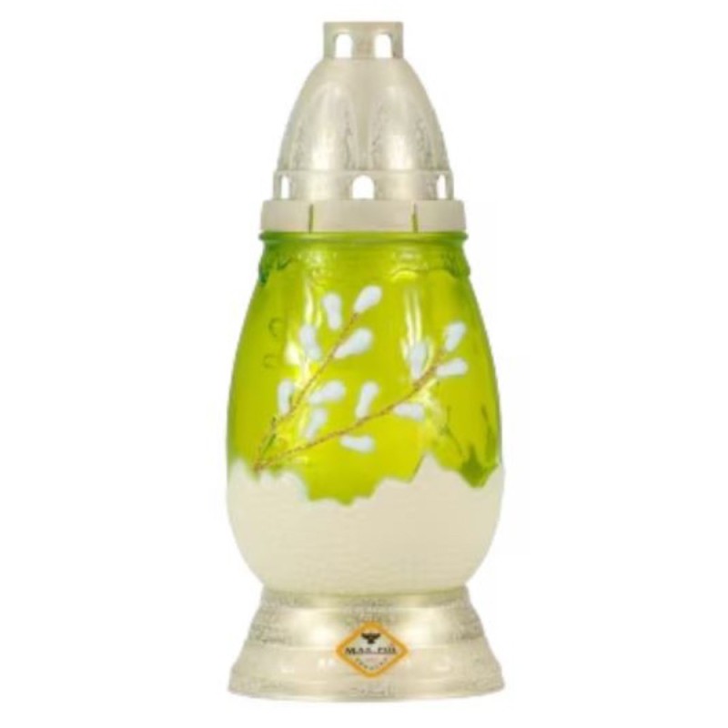 Set 3 x Candela Ou Pictata Manual, din Sticla, Verde, Max-Pol