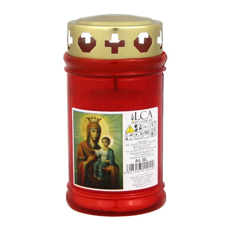 Set 3 x Candela Plastic cu Capac Anti-ploaie Rosu, 48 Ore