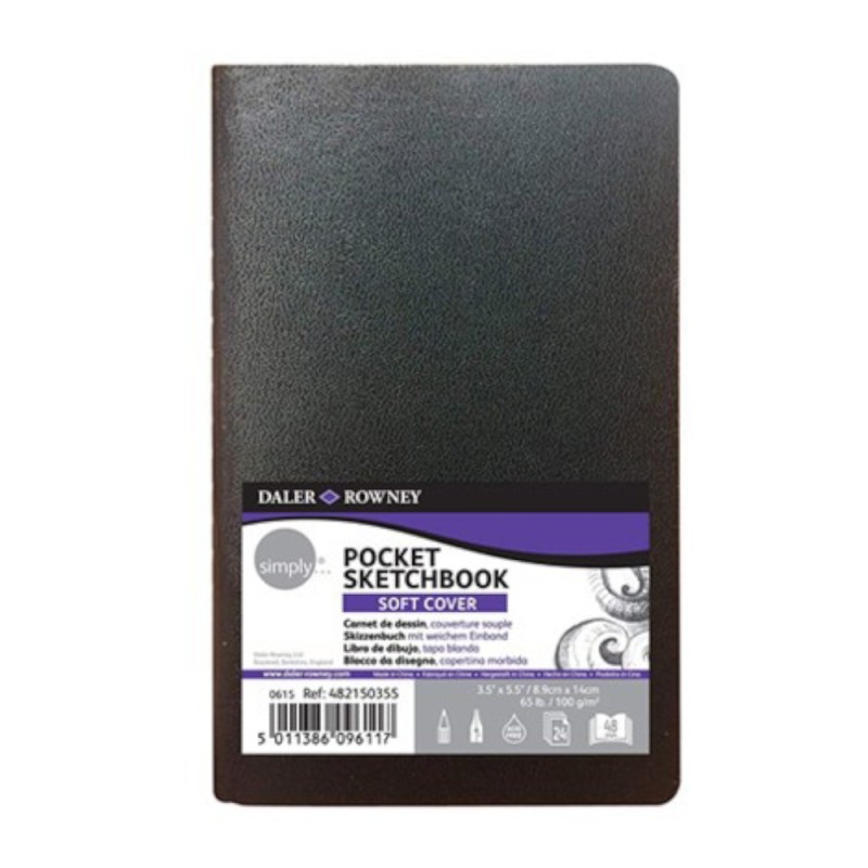 Set 3 x Carnet schita coperta moale Simply Daler Rowney - 9x14cm - 100gr/mp