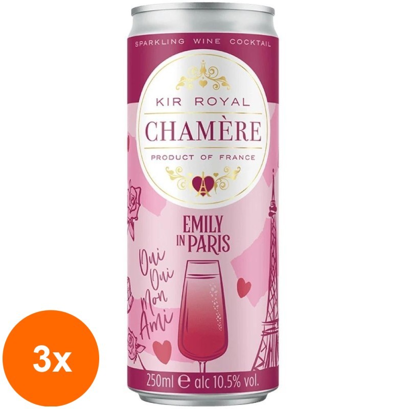 Set 3 x Cocktail pe Baza de Vin Quintessential Kir Royale Chamere, 10.5% Alc, 0.25 l