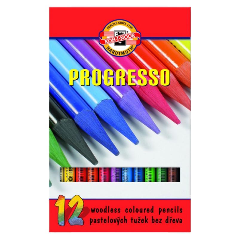 Set 3 x Creioane Colorate fara Lemn, Progresso, 12 Culori