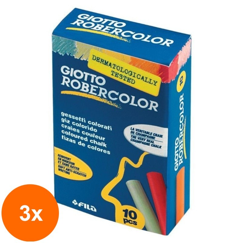 Set 3 x Creta Colorata Robercolor Giotto, 10 Bucati