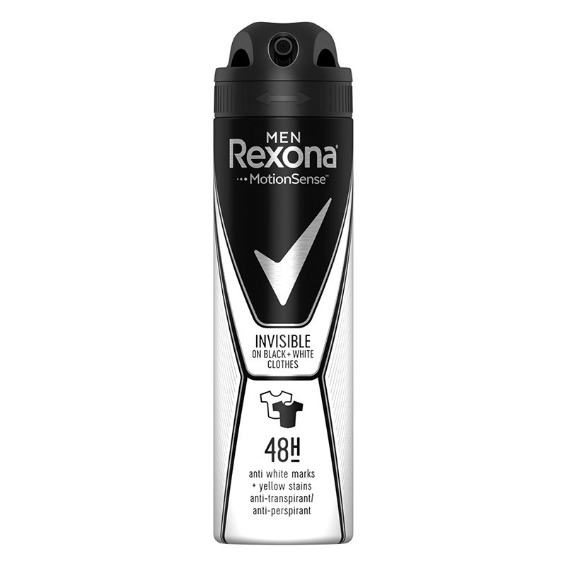 Set 3 x Deodorant Antiperspirant Spray Rexona Men Invisible Black & White, pentru Barbati, 150 ml
