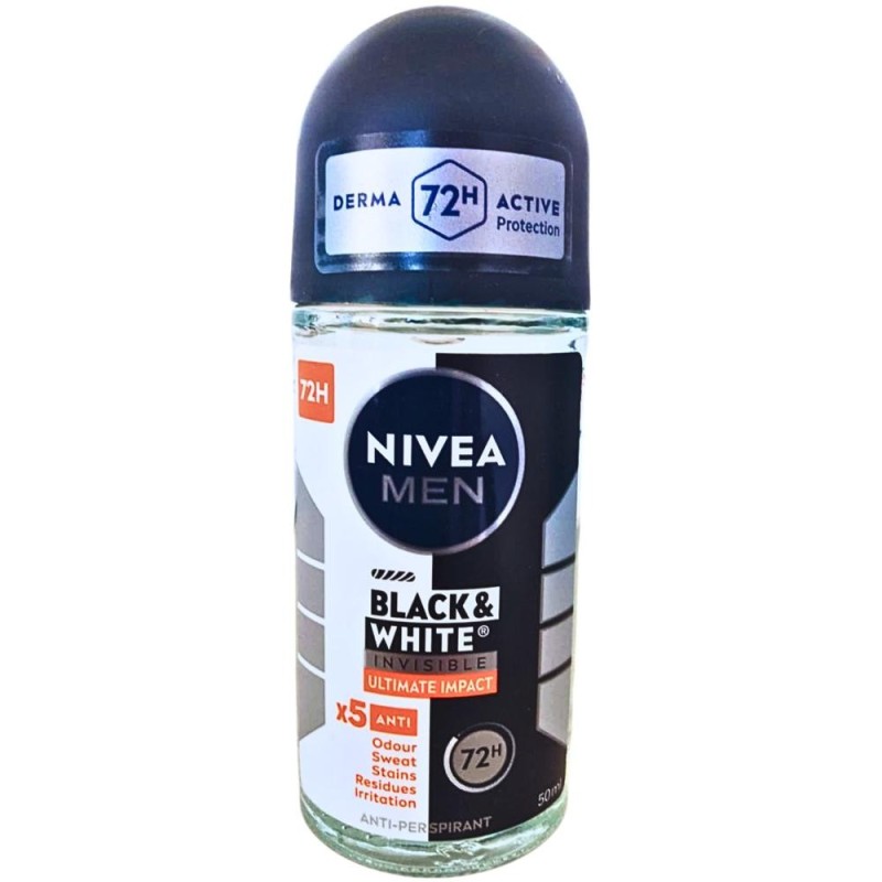 Set 3 x Deodorant Roll-On Men Invisible Black & White Ultimate Impact Nivea Deo, 50 ml
