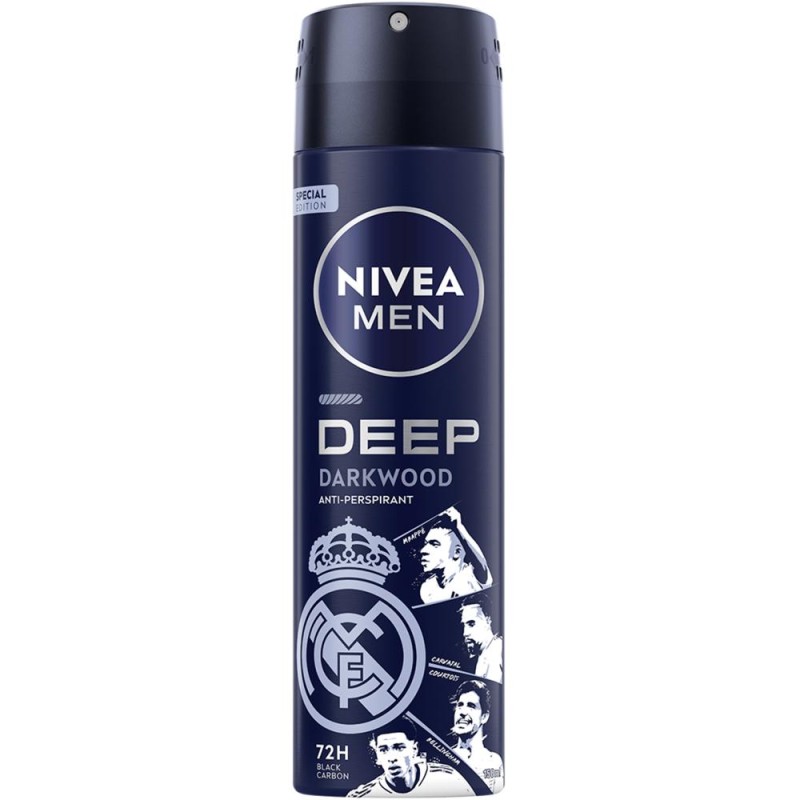 Set 3 x Deodorant Spray Nivea Men Deep Darkwood, Editie Speciala Real Madrid, 150 ml