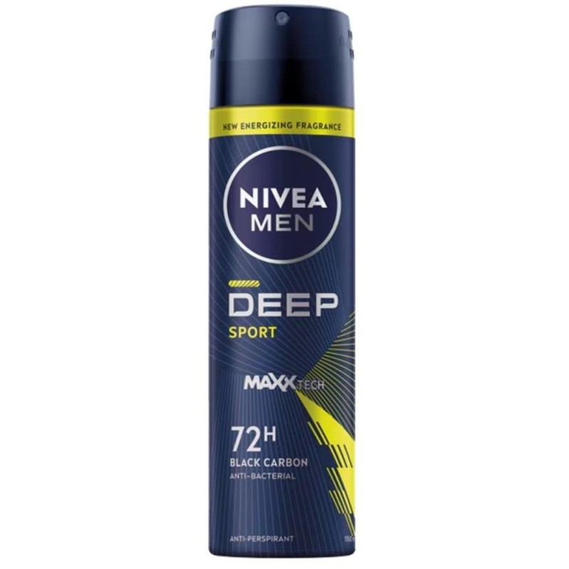Set 3 x Deodorant Spray Nivea Men Deep Sport, cu Formula Maxxtech, Actiune 72 Ore, Barbati, 150 ml