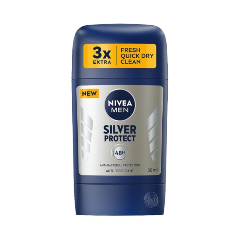 Set 3 x Deodorant Stick pentru Barbati, Nivea Silver Protect, 50 ml