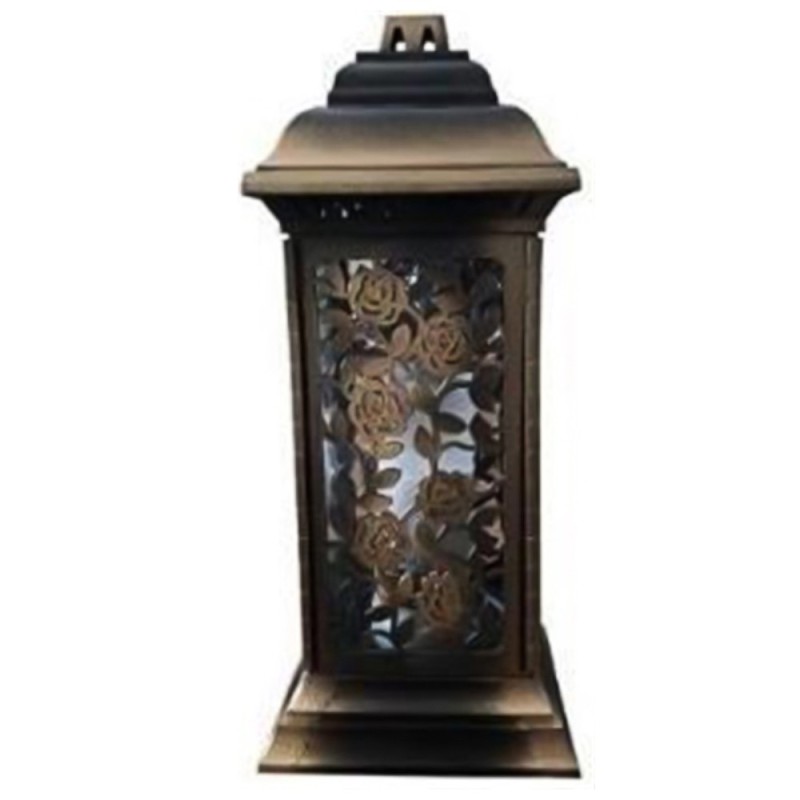 Set 3 x Felinar din Sticla si Plastic cu Trandafir Auriu, 72 Ore