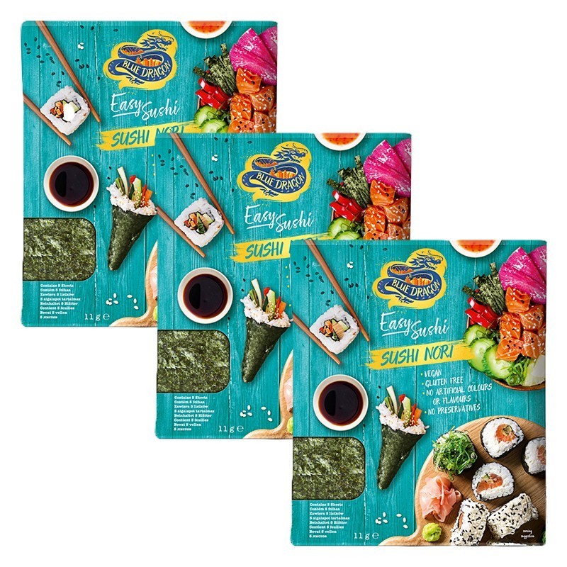 Set 3 x Foi de Alge pentru Sushi Nori Blue Dragon, 11 g