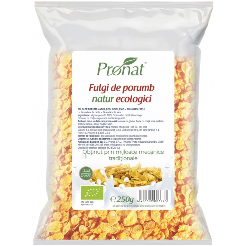 Set 3 x Fulgi de Porumb BIO Natur, 250 g, Pronat