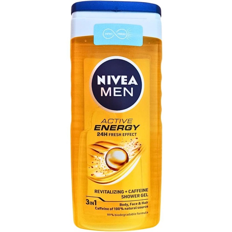Set 3 x Gel de Dus Nivea Men Active Energy, cu Cafeina, 250 ml