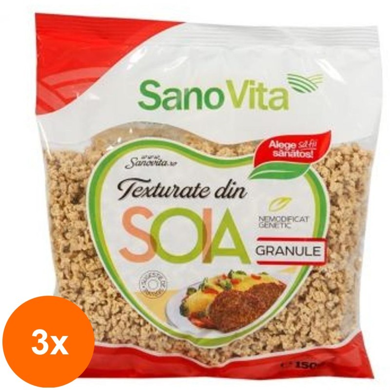 Set 3 x Granule Vegetale din Soia, Sanovita, 150 g