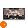Set 3 x Kit pentru Sprancene Miss Sporty, Studio Eyebrow, Maro, 2.4 g