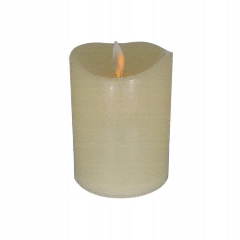 Set 3 x Lumanare Electronica Stalp cu Flacara Mobila, din Plastic 100x75 mm Crem